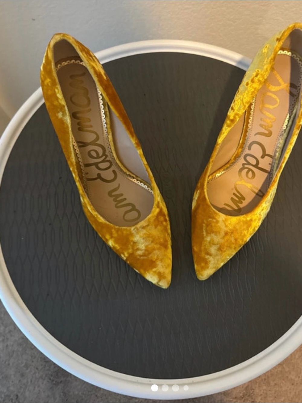 Sam Edelman Yellow Velvet Pointed Toe Heels never worn